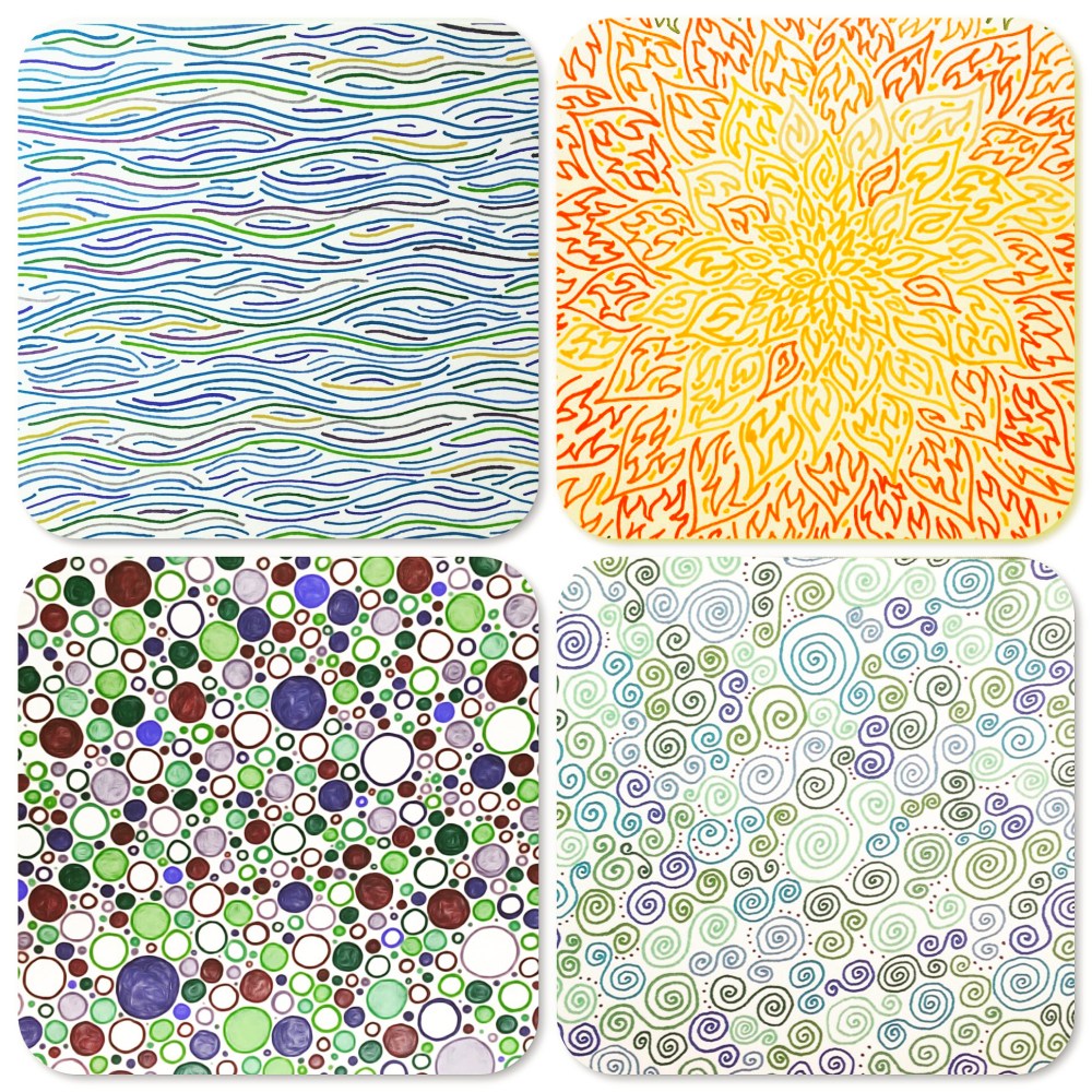 Elemente Doodeling Wasser Feuer Erde Luft